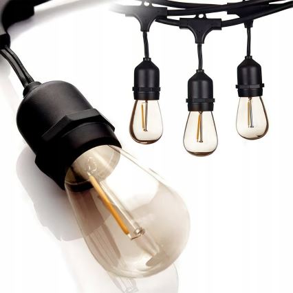 Cadena decorativa LED para exteriores 30xE27/1W/230V 16,44 m IP44 negra