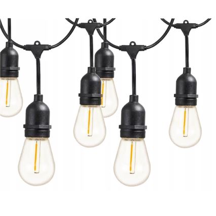 Cadena decorativa LED para exteriores 30xE27/1W/230V 16,44 m IP44 negra