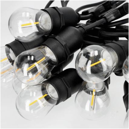 Cadena decorativa LED para exteriores BAJA ST64 20xE27/1W/230V 10,9m IP44 blanco cálido