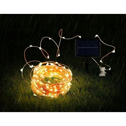 Cadena decorativa solar LED 200xLED/1,2V 800 mAh 12 m IP44 negra