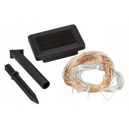 Cadena decorativa solar LED 200xLED/1,2V 800 mAh 12 m IP44 negra