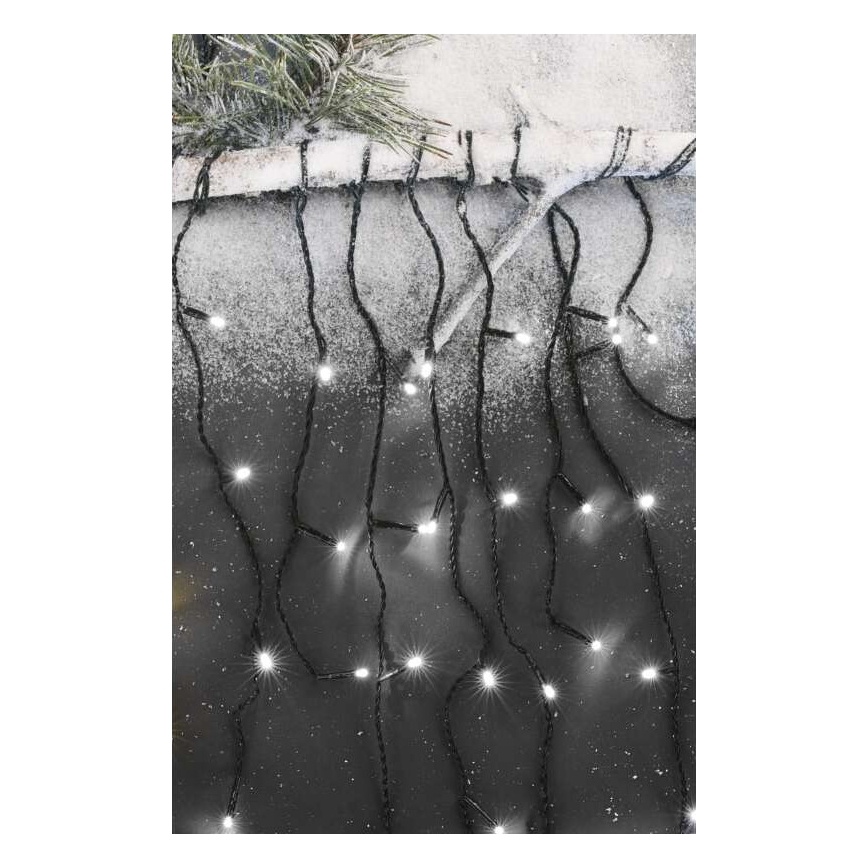Cadena LED de Navidad para exteriores 200xLED/8 modos 8,6m IP44 blanco frío