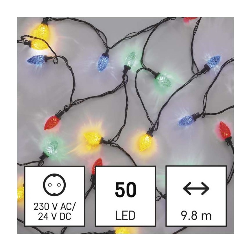 Cadena LED de Navidad para exteriores 50xLED/8 modos 14,8m IP44 multicolor