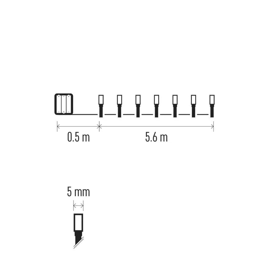 Cadena LED navideña exterior 80xLED/3xAA 6,1m IP44 blanco frío