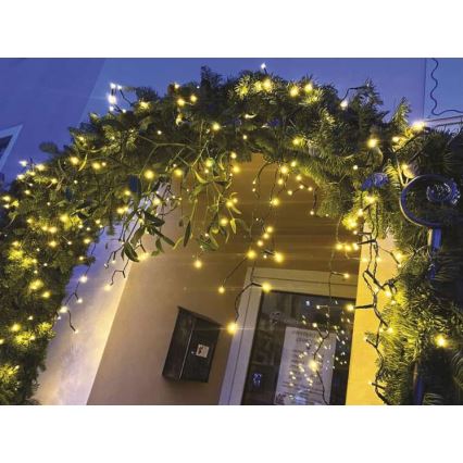 Cadena LED navideña para exterior 200 LED/8 modos 8,6 m IP44 blanco cálido