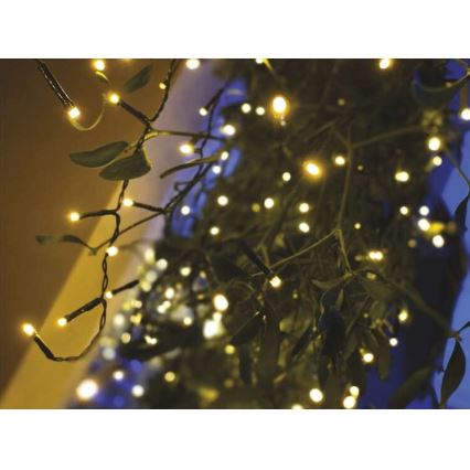 Cadena LED navideña para exterior 200 LED/8 modos 8,6 m IP44 blanco cálido