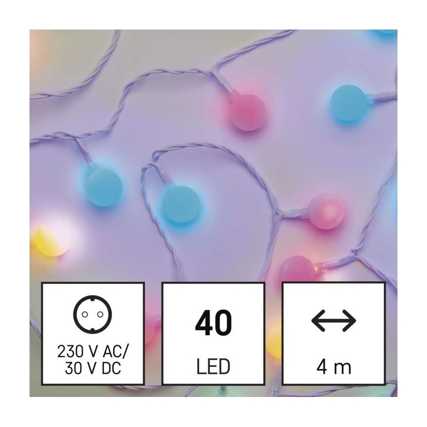 Cadena LED navideña para exterior 40xLED/9m IP44 multicolor