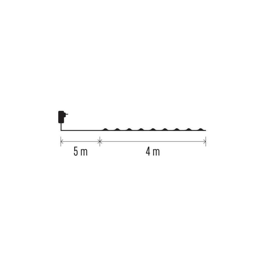 Cadena LED para exterior 40 LEDs/9 m IP44 blanco frío