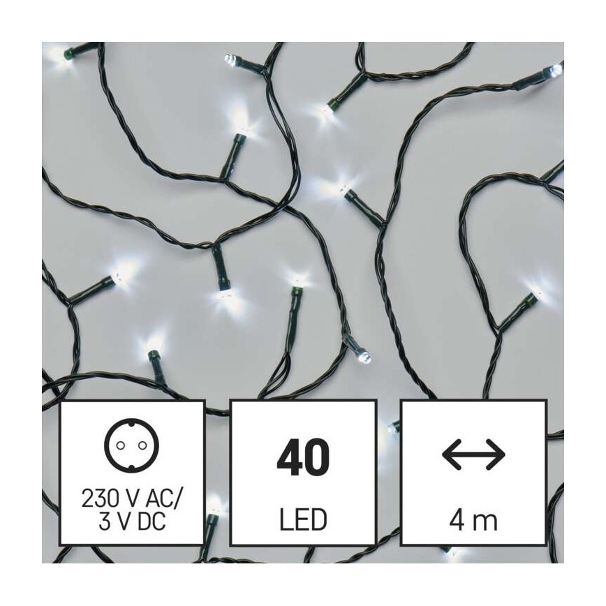 Cadena LED para exterior 40xLED/9m IP44 blanco frío