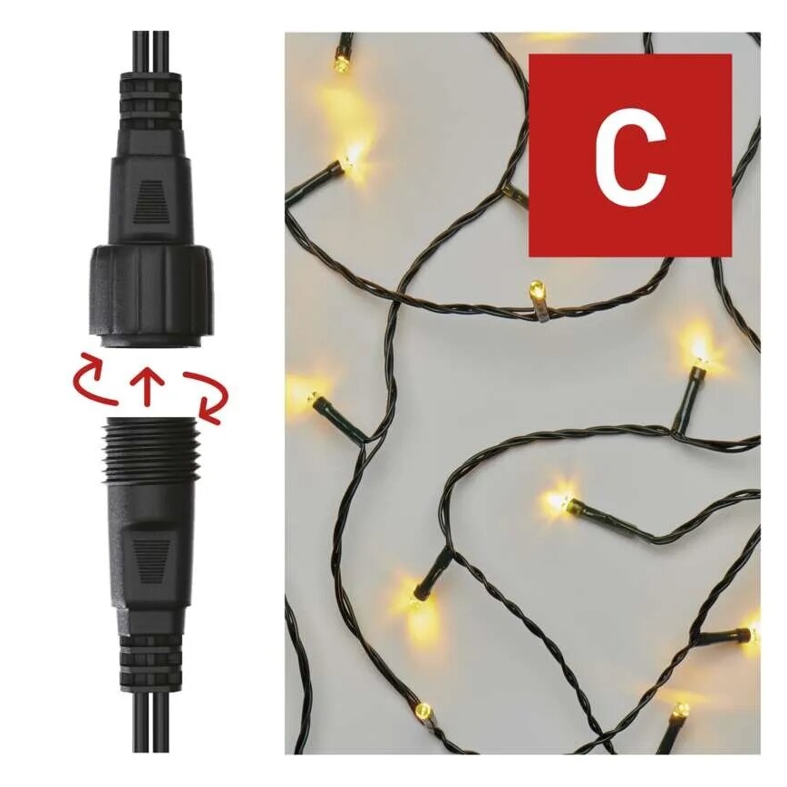 Cadena LED para exterior 50xLED/5m IP44, blanco cálido