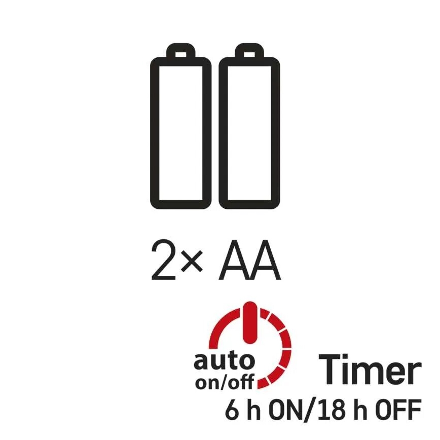 Cadena luminosa LED, 20 LEDs, alimentada por 2 pilas AA, 2,4 m, blanco frío