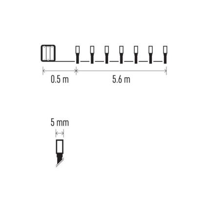 Cadena navideña LED para exterior 80xLED/3xAA 6,1m IP44 blanco cálido