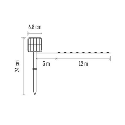 Cadena solar LED LED/2,4W/1,2V 1xAA 15 m IP44 3000K 600 mAh