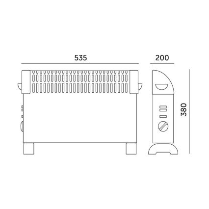 Calefactor eléctrico/convector SONDO 750/1250/2000W/230V negro