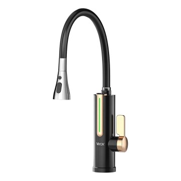 Calentador de agua instantáneo con pantalla LED 3000 W/230 V IPX4 negro/dorado