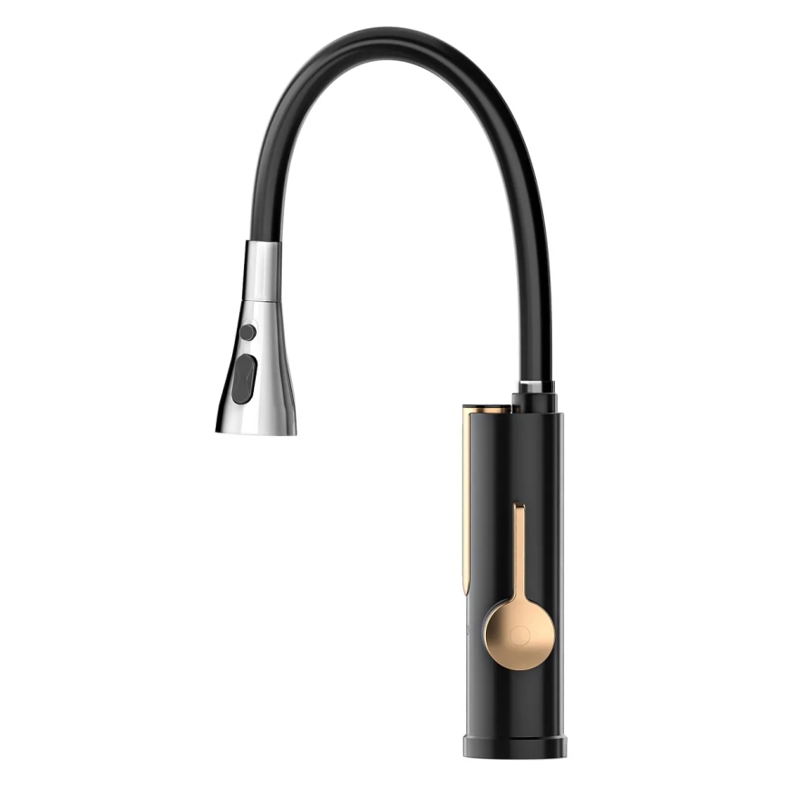 Calentador de agua instantáneo con pantalla LED 3000 W/230 V IPX4 negro/dorado