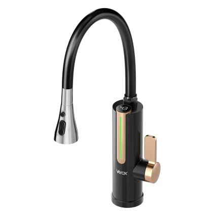 Calentador de agua instantáneo con pantalla LED 3000 W/230 V IPX4 negro/dorado