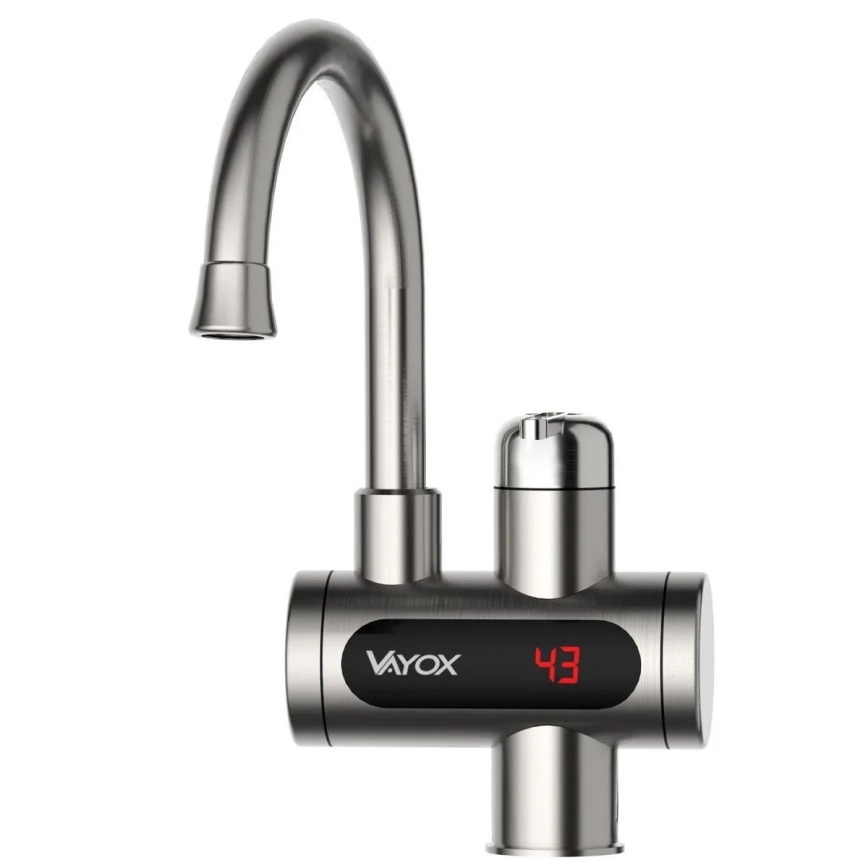 Calentador de agua instantáneo con pantalla LED 3000W/230V IPX4 acero inoxidable