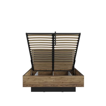 Cama doble con espacio de almacenamiento OREN 140x200 cm, marrón/negro