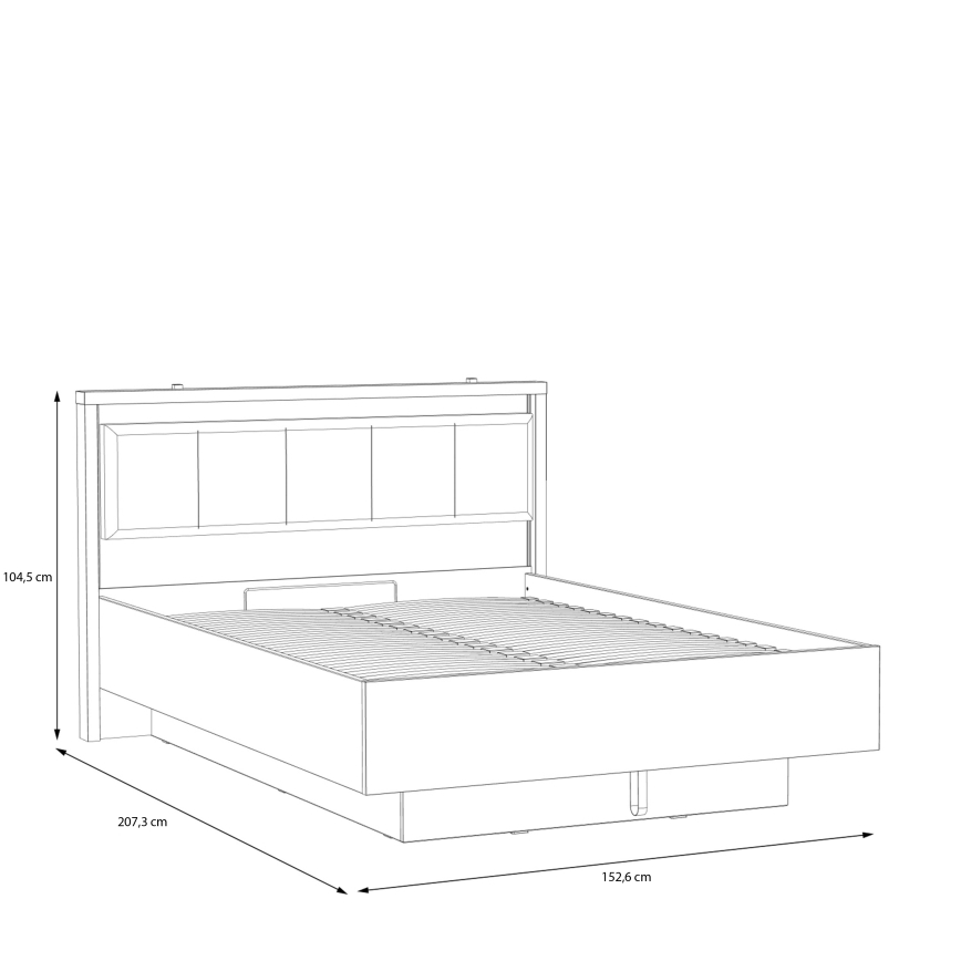 Cama doble con espacio de almacenamiento OREN 140x200 cm, marrón/negro