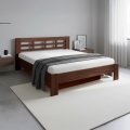 Cama doble de madera maciza con espacio de almacenamiento ANGELA 180x200 cm en nogal oscuro