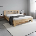 Cama doble de madera maciza con espacio de almacenamiento ANGELA 180x200 cm haya
