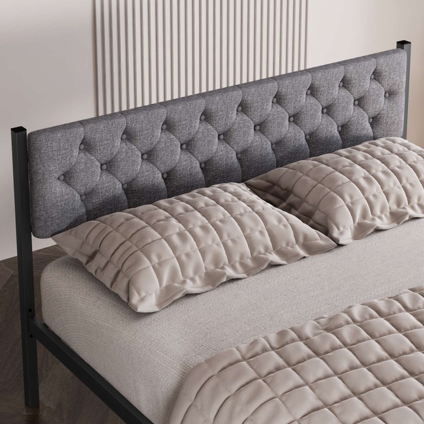 Cama doble metálica KAROM 120x200 cm, gris, capacidad de carga 120 kg