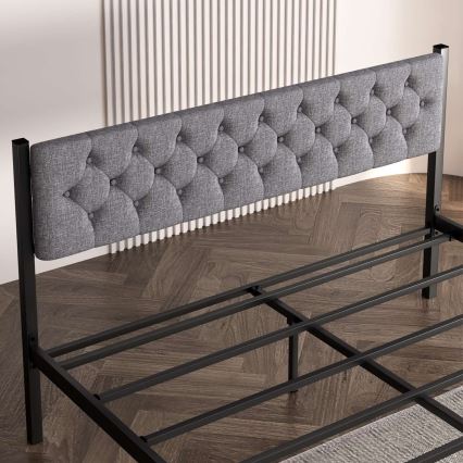 Cama doble metálica KAROM 120x200 cm, gris, capacidad de carga 120 kg