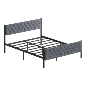 Cama doble metálica KAROM para colchón 160 x 200 cm, gris, capacidad máxima de 200 kg