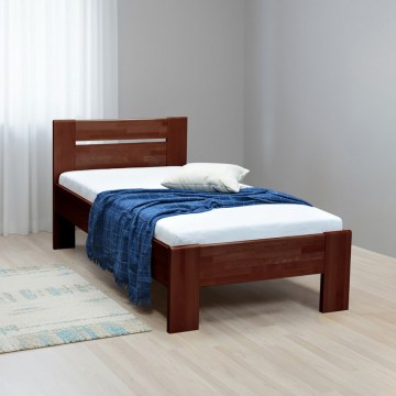 Cama individual AMBER 90x200 cm, nogal oscuro