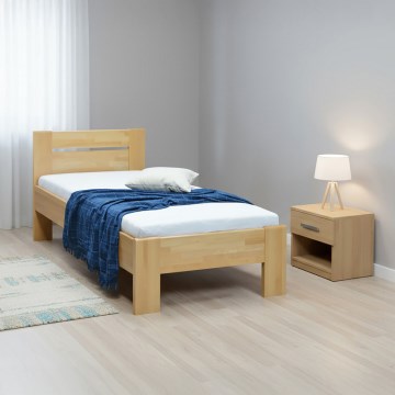 Cama individual AMBER de madera maciza 90x200 cm, en haya