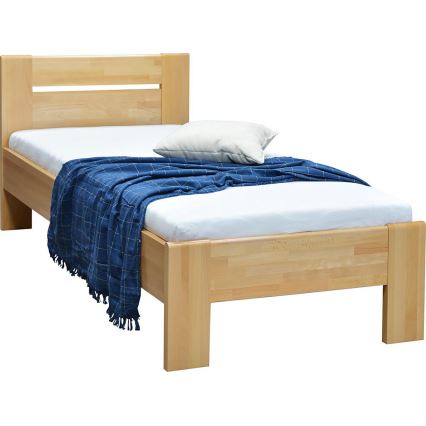 Cama individual AMBER de madera maciza 90x200 cm, en haya