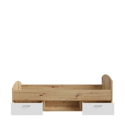 Cama individual con almacenamiento URO 90x200 cm, roble artisan/blanco