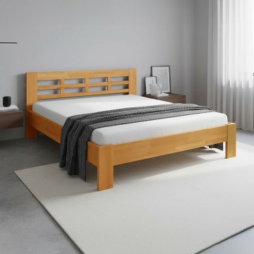 Cama matrimonial de madera maciza ANGELA 180x200 cm nogal claro