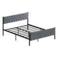 Cama metálica doble KAROM 140x200 cm, gris — carga máxima 200 kg