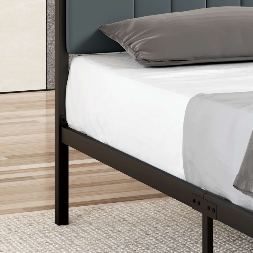 Cama metálica doble LUNOR 160 x 200 cm, antracita, capacidad de carga 200 kg