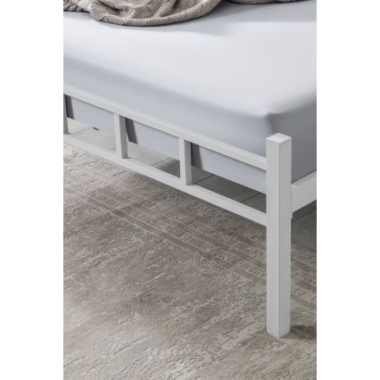 Cama metálica doble ORMEL 120 x 200 cm, blanca, capacidad de carga 120 kg