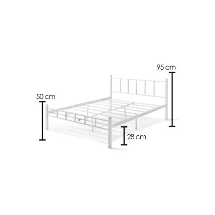 Cama metálica doble ORMEL 120 x 200 cm, blanca, capacidad de carga 120 kg