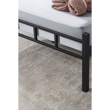 Cama metálica doble ORMEL 160x200 cm, color negro, capacidad de carga 200 kg