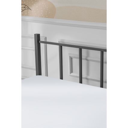 Cama metálica doble ORMEL 160x200 cm, color negro, capacidad de carga 200 kg