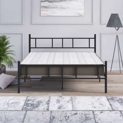 Cama metálica doble PIRON 120x200 cm, color negro, capacidad de carga 120 kg