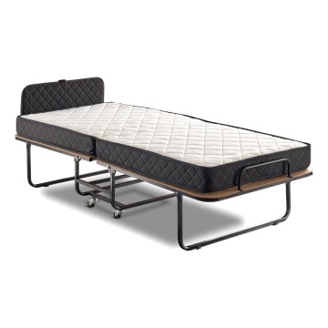 Cama metálica plegable individual con colchón HERON de 90x204 cm blanca