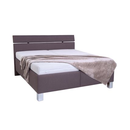 Cama tapizada ALIS 160x200 cm con arcón de almacenaje, sin colchón, color marrón