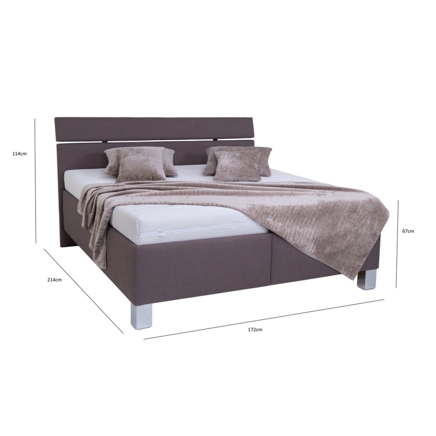 Cama tapizada ALIS 160x200 cm con arcón de almacenaje, sin colchón, color marrón