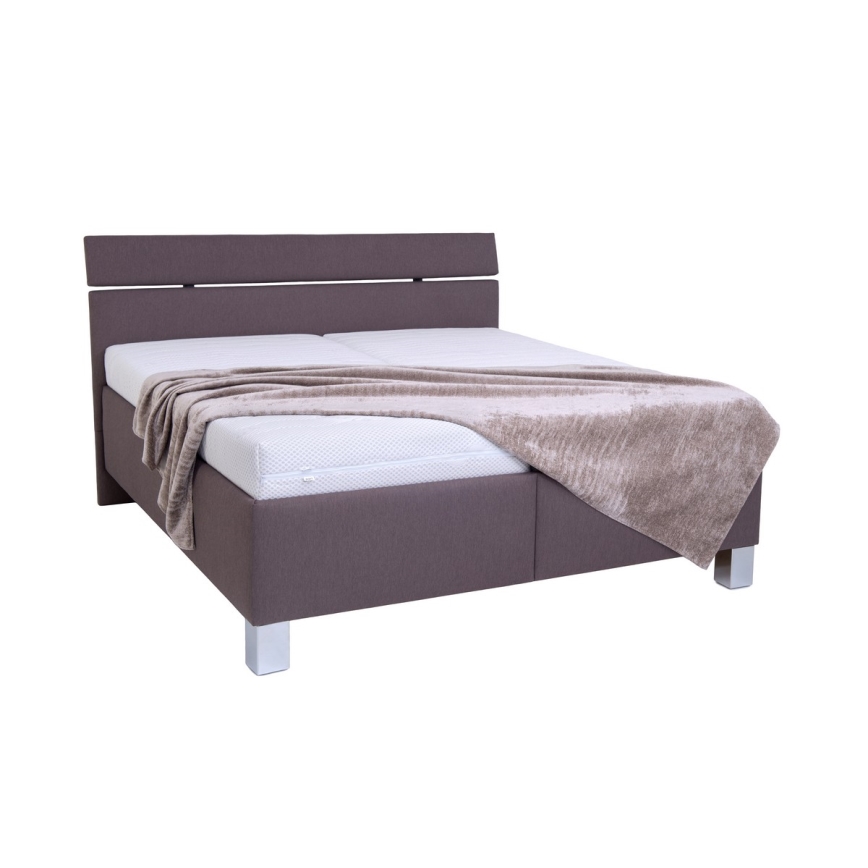 Cama tapizada ALIS 160x200 cm con colchón y espacio de almacenamiento, marrón