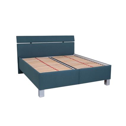 Cama tapizada ALIS 180x200 cm con almacenamiento integrado, sin colchón, azul petróleo