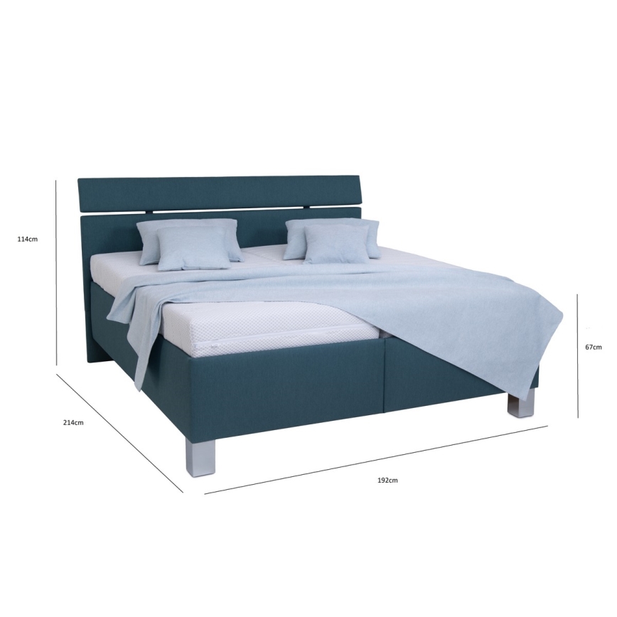 Cama tapizada ALIS 180x200 cm con almacenamiento integrado, sin colchón, azul petróleo