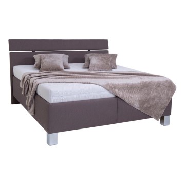 Cama tapizada ALIS 180x200 cm con colchón y espacio de almacenamiento, color marrón