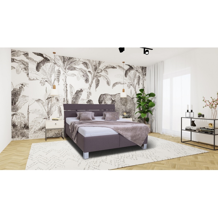 Cama tapizada ALIS 180x200 cm con colchón y espacio de almacenamiento, color marrón