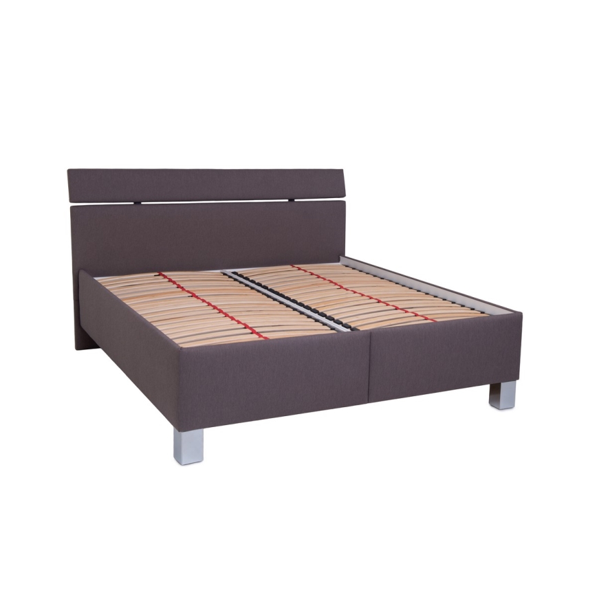 Cama tapizada ALIS 180x200 cm con colchón y espacio de almacenamiento, color marrón